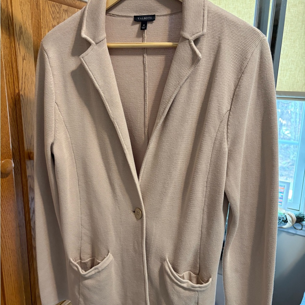 Talbots Light Beige Knit Blazer Jacket